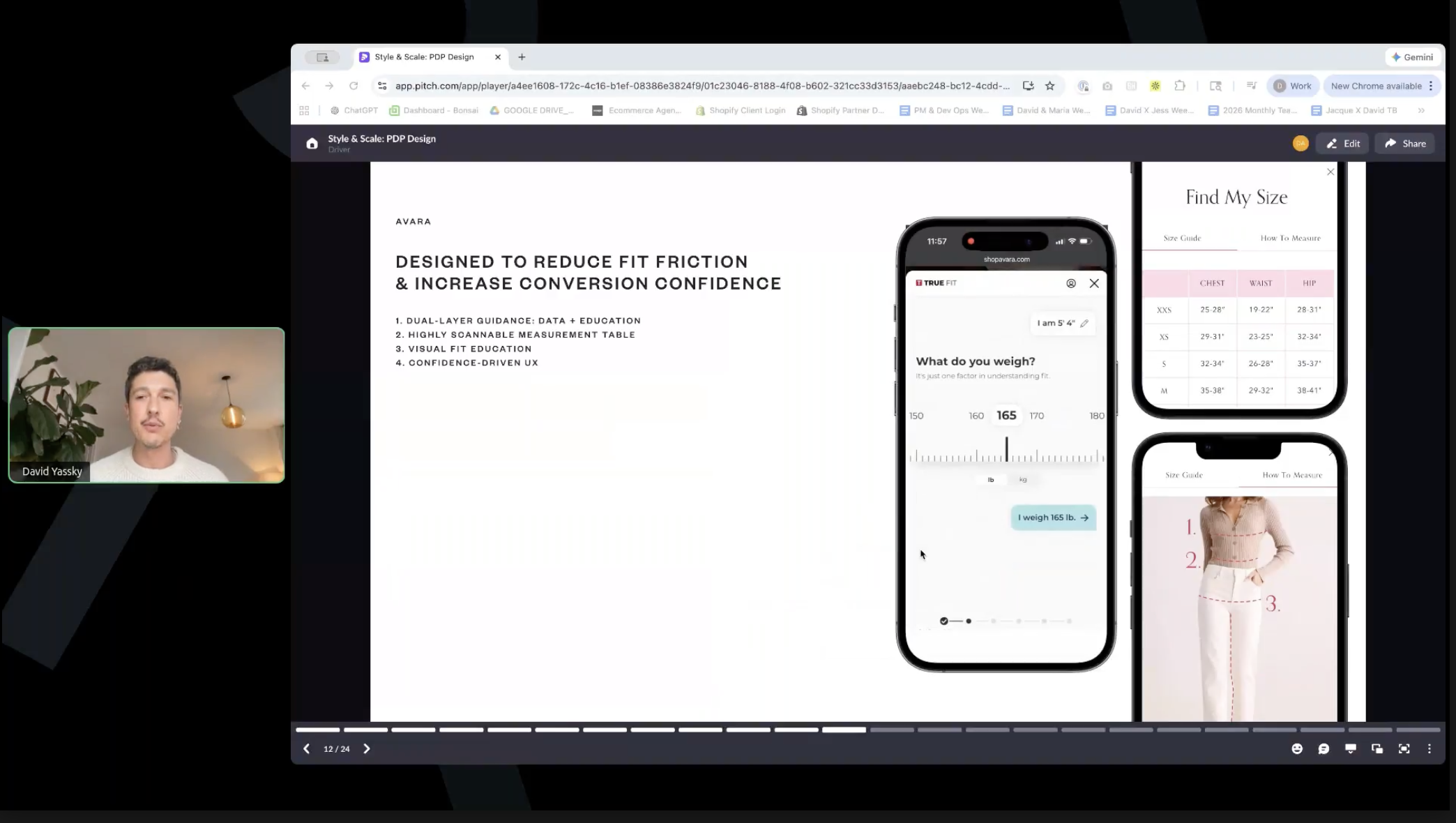 Slide from Style and Scale DTC Conference (organised by Task Husky, March 2026): Designed to reduce fit friction and increase conversion confidence, with David Yassky presenting · one of 8 hours moderated by Rahul Sharma
